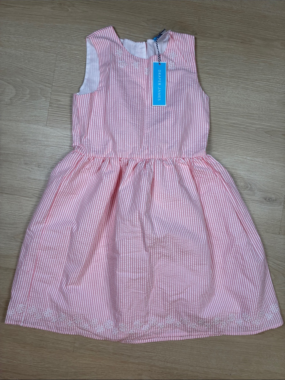 NEW Draper James Pink and White Seersucker Sleeveless Girls' Dress